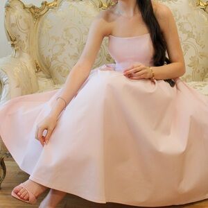“Edith” Babyboo Elegant Pink Strapless Dress (L) Have sizes S & M also